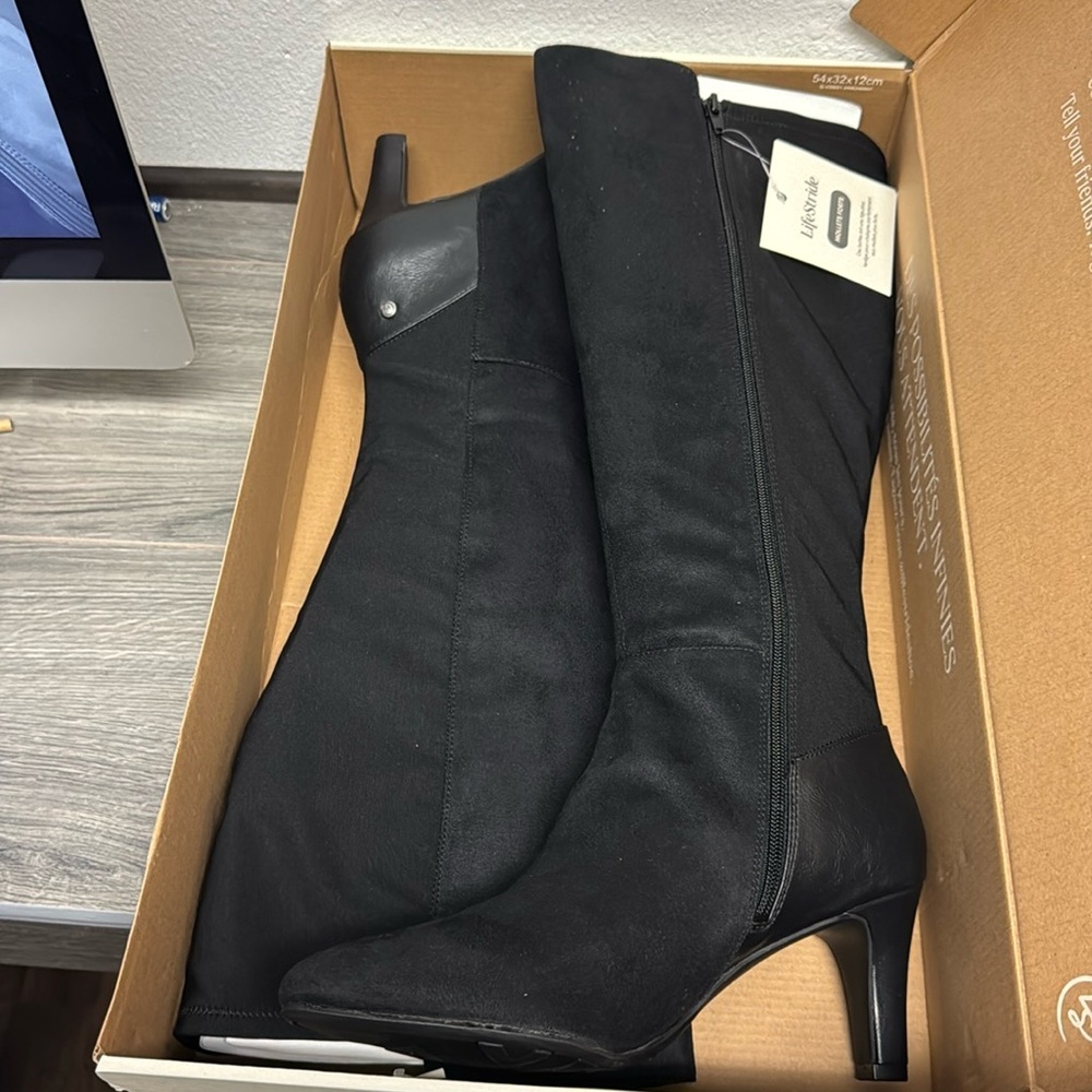 LifeStride Gracie In BLACK FABRIC (WIDE CALF) (WIDE WIDTH) - Picture 2 of 10